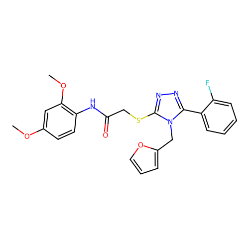 N-(2,4-dimethoxyphenyl)-2-{[5-(2-fluorophenyl)-4-(furan-2-ylmethyl)-4H-1,2,4-triazol-3-yl]sulfanyl}acetamide structure
