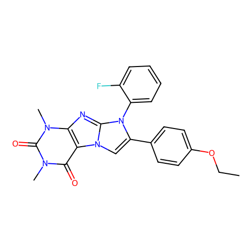 7-(4-ethoxyphenyl)-8-(2-fluorophenyl)-1,3-dimethyl-1H-imidazo[2,1-f]purine-2,4(3H,8H)-dione structure