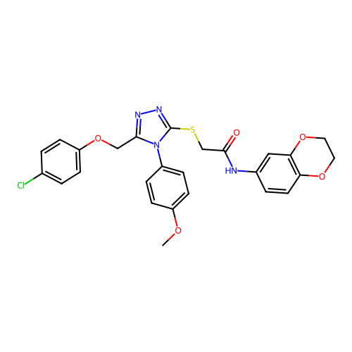 2-((5-((4-chlorophenoxy)methyl)-4-(4-methoxyphenyl)-4H-1,2,4-triazol-3-yl)thio)-N-(2,3-dihydrobenzo[b][1,4]dioxin-6-yl)acetamide structure