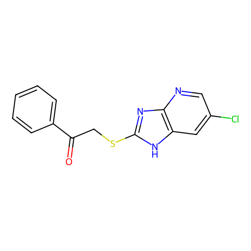 2-[(6-chloro-1H-imidazo[4,5-b]pyridin-2-yl)sulfanyl]-1-phenylethanone structure