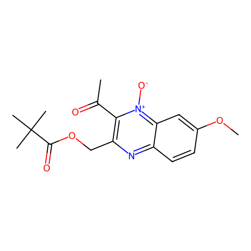 (3-Acetyl-6-methoxy-4-oxidoquinoxalin-4-ium-2-yl)methyl 2,2-dimethylpropanoate structure