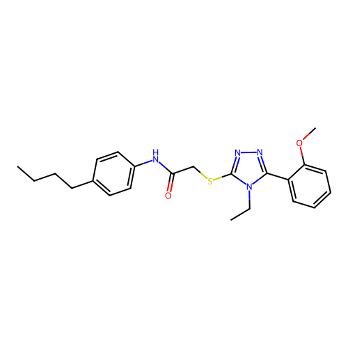 N-(4-butylphenyl)-2-{[4-ethyl-5-(2-methoxyphenyl)-4H-1,2,4-triazol-3-yl]sulfanyl}acetamide structure