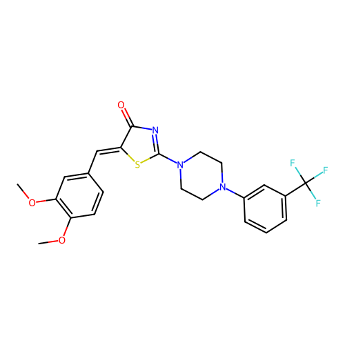(Z)-5-(3,4-dimethoxybenzylidene)-2-(4-(3-(trifluoromethyl)phenyl)piperazin-1-yl)thiazol-4(5H)-one structure