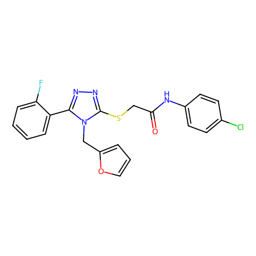 N-(4-chlorophenyl)-2-{[5-(2-fluorophenyl)-4-(furan-2-ylmethyl)-4H-1,2,4-triazol-3-yl]sulfanyl}acetamide structure