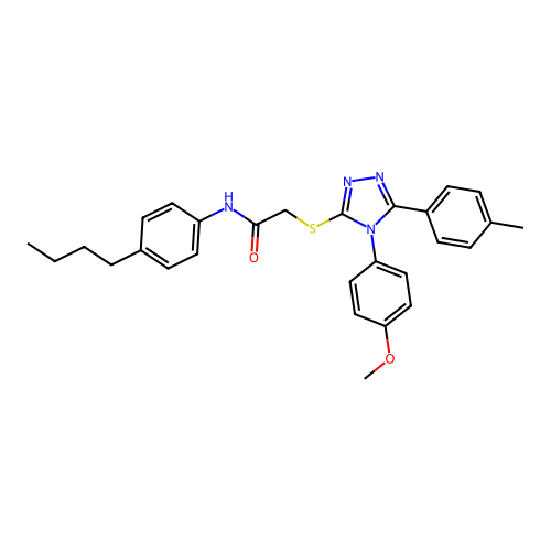 N-(4-butylphenyl)-2-[[4-(4-methoxyphenyl)-5-(4-methylphenyl)-1,2,4-triazol-3-yl]sulfanyl]acetamide structure