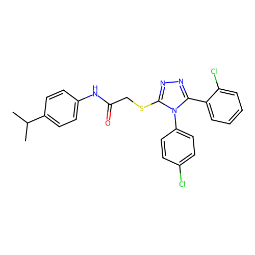 2-{[5-(2-chlorophenyl)-4-(4-chlorophenyl)-4H-1,2,4-triazol-3-yl]sulfanyl}-N-[4-(propan-2-yl)phenyl]acetamide structure