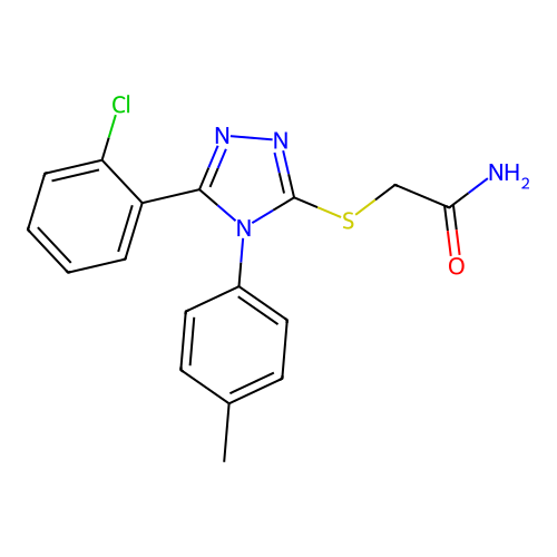 2-[[5-(2-chlorophenyl)-4-(4-methylphenyl)-1,2,4-triazol-3-yl]sulfanyl]acetamide structure