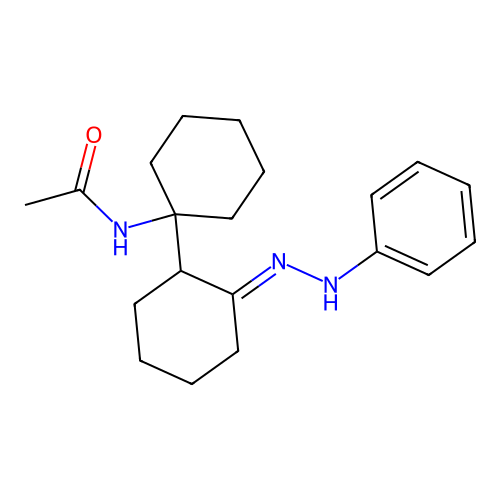 (E)-N-(2'-(2-phenylhydrazono)-[1,1'-bi(cyclohexan)]-1-yl)acetamide structure