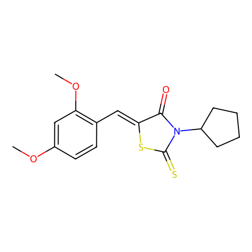 3-Cyclopentyl-5-(2,4-dimethoxybenzylidene)-2-thioxo-1,3-thiazolidin-4-one structure