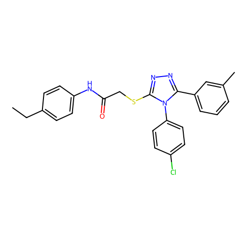 2-[[4-(4-chlorophenyl)-5-(3-methylphenyl)-1,2,4-triazol-3-yl]sulfanyl]-N-(4-ethylphenyl)acetamide structure
