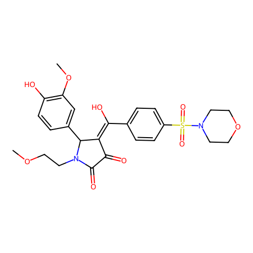 (4E)-5-(4-hydroxy-3-methoxyphenyl)-4-[hydroxy-(4-morpholin-4-ylsulfonylphenyl)methylidene]-1-(2-methoxyethyl)pyrrolidine-2,3-dione structure