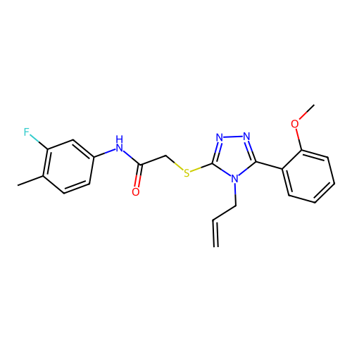 N-(3-fluoro-4-methylphenyl)-2-{[5-(2-methoxyphenyl)-4-(prop-2-en-1-yl)-4H-1,2,4-triazol-3-yl]sulfanyl}acetamide structure