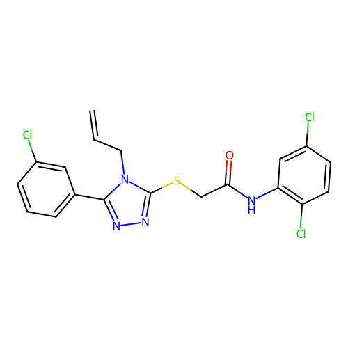 2-[[5-(3-chlorophenyl)-4-prop-2-enyl-1,2,4-triazol-3-yl]sulfanyl]-N-(2,5-dichlorophenyl)acetamide structure