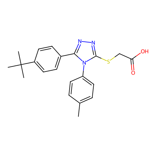 2-{[5-(4-tert-butylphenyl)-4-(4-methylphenyl)-4H-1,2,4-triazol-3-yl]sulfanyl}acetic acid structure