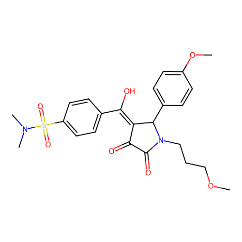 4-[4-hydroxy-2-(4-methoxyphenyl)-1-(3-methoxypropyl)-5-oxo-2,5-dihydro-1H-pyrrole-3-carbonyl]-N,N-dimethylbenzene-1-sulfonamide structure