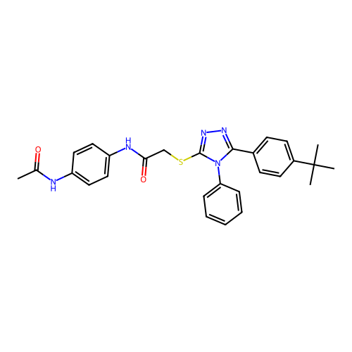 2-{[5-(4-tert-butylphenyl)-4-phenyl-4H-1,2,4-triazol-3-yl]sulfanyl}-N-(4-acetamidophenyl)acetamide structure