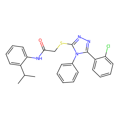 2-[[5-(2-chlorophenyl)-4-phenyl-1,2,4-triazol-3-yl]sulfanyl]-N-(2-propan-2-ylphenyl)acetamide structure