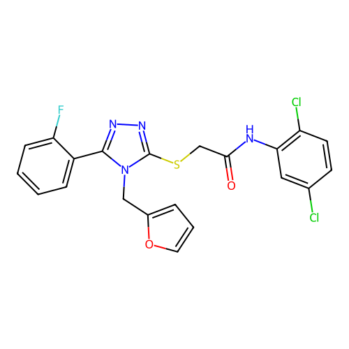 N-(2,5-dichlorophenyl)-2-{[5-(2-fluorophenyl)-4-(furan-2-ylmethyl)-4H-1,2,4-triazol-3-yl]sulfanyl}acetamide structure