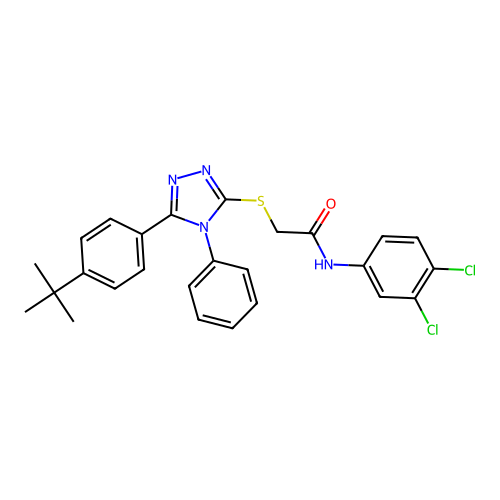 2-{[5-(4-tert-butylphenyl)-4-phenyl-4H-1,2,4-triazol-3-yl]sulfanyl}-N-(3,4-dichlorophenyl)acetamide structure