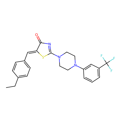 (Z)-5-(4-ethylbenzylidene)-2-(4-(3-(trifluoromethyl)phenyl)piperazin-1-yl)thiazol-4(5H)-one structure