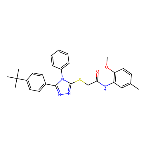 2-{[5-(4-tert-butylphenyl)-4-phenyl-4H-1,2,4-triazol-3-yl]sulfanyl}-N-(2-methoxy-5-methylphenyl)acetamide structure