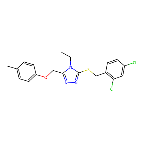 3-((2,4-dichlorobenzyl)thio)-4-ethyl-5-((p-tolyloxy)methyl)-4H-1,2,4-triazole structure