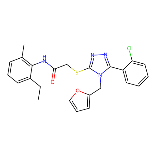 2-((5-(2-chlorophenyl)-4-(furan-2-ylmethyl)-4H-1,2,4-triazol-3-yl)thio)-N-(2-ethyl-6-methylphenyl)acetamide structure