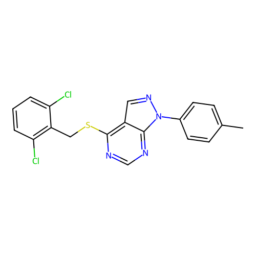 4-[(2,6-dichlorobenzyl)sulfanyl]-1-(4-methylphenyl)-1H-pyrazolo[3,4-d]pyrimidine structure