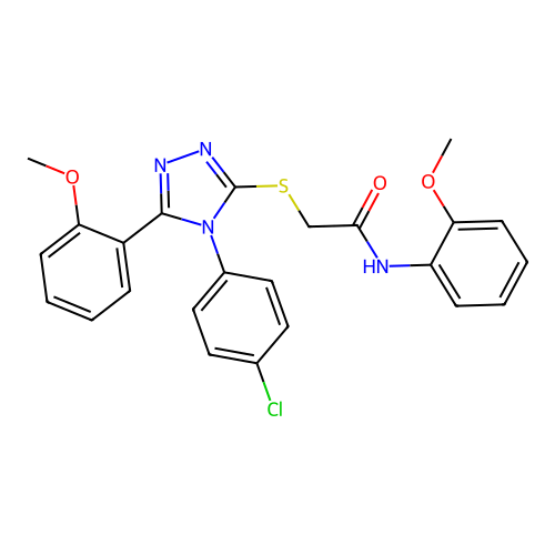 2-{[4-(4-chlorophenyl)-5-(2-methoxyphenyl)-4H-1,2,4-triazol-3-yl]sulfanyl}-N-(2-methoxyphenyl)acetamide structure