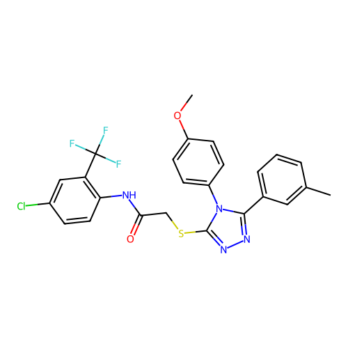 N-[4-chloro-2-(trifluoromethyl)phenyl]-2-{[4-(4-methoxyphenyl)-5-(3-methylphenyl)-4H-1,2,4-triazol-3-yl]sulfanyl}acetamide structure
