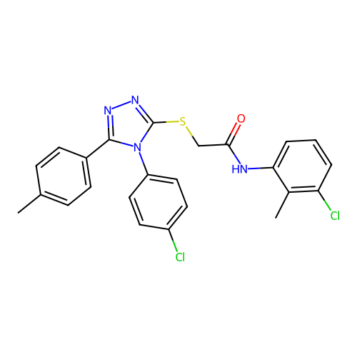 N-(3-chloro-2-methylphenyl)-2-{[4-(4-chlorophenyl)-5-(4-methylphenyl)-4H-1,2,4-triazol-3-yl]sulfanyl}acetamide structure