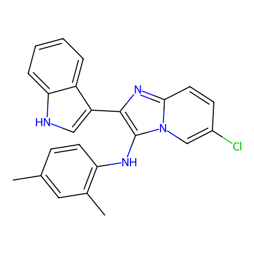 6-chloro-N-(2,4-dimethylphenyl)-2-(1H-indol-3-yl)imidazo[1,2-a]pyridin-3-amine structure