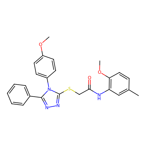 N-(2-methoxy-5-methylphenyl)-2-{[4-(4-methoxyphenyl)-5-phenyl-4H-1,2,4-triazol-3-yl]sulfanyl}acetamide structure