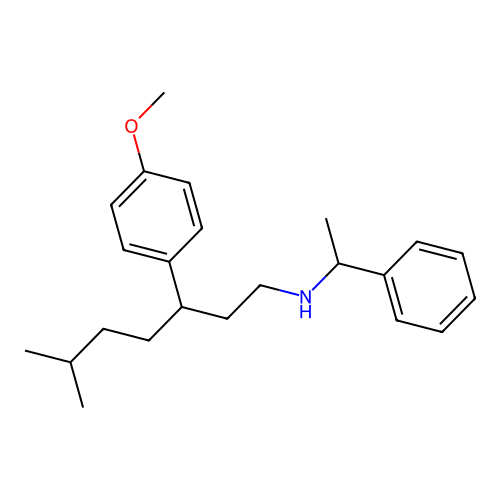 3-(4-methoxyphenyl)-6-methyl-N-(1-phenylethyl)heptan-1-amine structure