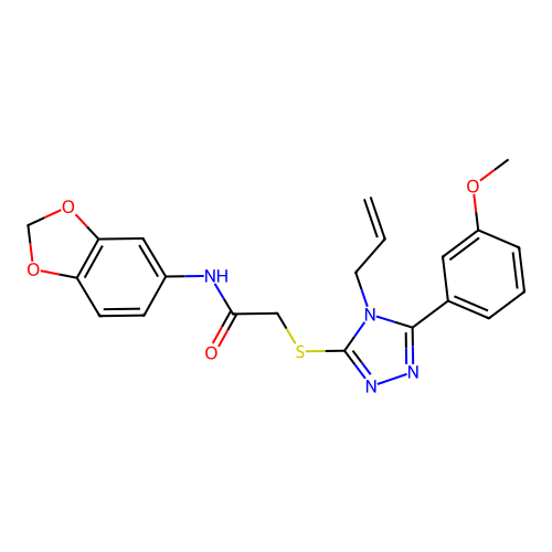 2-((4-allyl-5-(3-methoxyphenyl)-4H-1,2,4-triazol-3-yl)thio)-N-(benzo[d][1,3]dioxol-5-yl)acetamide structure