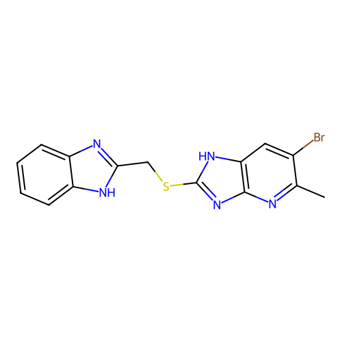 2-(1H-benzimidazol-2-ylmethylsulfanyl)-6-bromo-5-methyl-1H-imidazo[4,5-b]pyridine structure