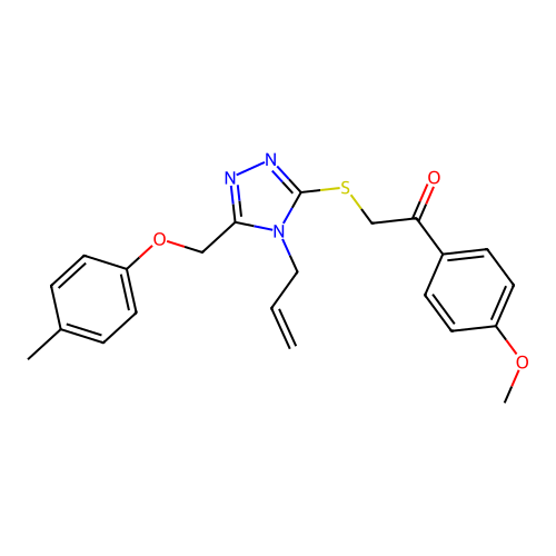1-(4-methoxyphenyl)-2-({5-[(4-methylphenoxy)methyl]-4-(prop-2-en-1-yl)-4H-1,2,4-triazol-3-yl}sulfanyl)ethanone structure