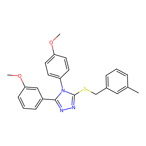 3-(3-methoxyphenyl)-4-(4-methoxyphenyl)-5-[(3-methylphenyl)methylsulfanyl]-1,2,4-triazole structure