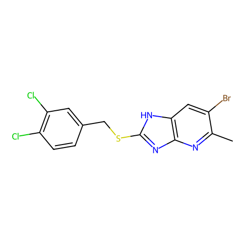 6-bromo-2-[(3,4-dichlorobenzyl)sulfanyl]-5-methyl-1H-imidazo[4,5-b]pyridine structure