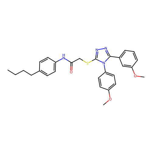 N-(4-butylphenyl)-2-{[5-(3-methoxyphenyl)-4-(4-methoxyphenyl)-4H-1,2,4-triazol-3-yl]sulfanyl}acetamide structure
