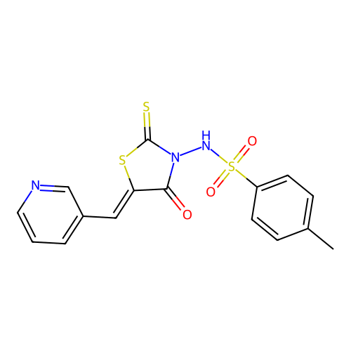 4-methyl-N-[(5Z)-4-oxo-5-(pyridin-3-ylmethylidene)-2-thioxo-1,3-thiazolidin-3-yl]benzenesulfonamide structure