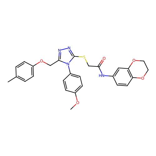 N-(2,3-dihydro-1,4-benzodioxin-6-yl)-2-({4-(4-methoxyphenyl)-5-[(4-methylphenoxy)methyl]-4H-1,2,4-triazol-3-yl}sulfanyl)acetamide structure
