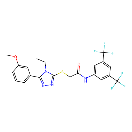 N-(3,5-bis(trifluoromethyl)phenyl)-2-((4-ethyl-5-(3-methoxyphenyl)-4H-1,2,4-triazol-3-yl)thio)acetamide structure