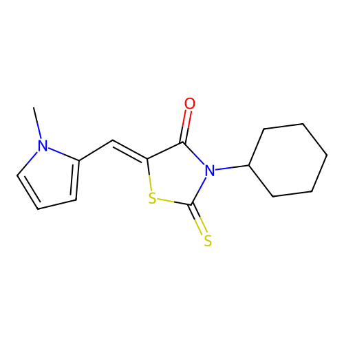3-Cyclohexyl-5-[(1-methylpyrrol-2-yl)methylene]-2-thioxo-1,3-thiazolidin-4-one structure