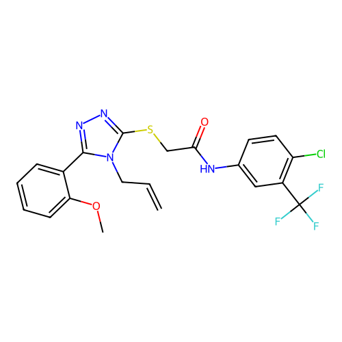 N-[4-chloro-3-(trifluoromethyl)phenyl]-2-{[5-(2-methoxyphenyl)-4-(prop-2-en-1-yl)-4H-1,2,4-triazol-3-yl]sulfanyl}acetamide structure