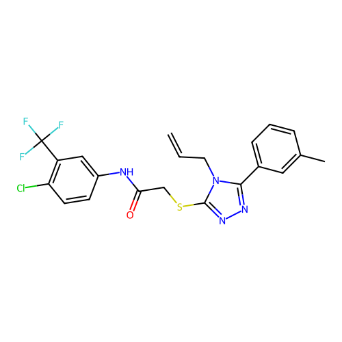 N-[4-chloro-3-(trifluoromethyl)phenyl]-2-{[5-(3-methylphenyl)-4-(prop-2-en-1-yl)-4H-1,2,4-triazol-3-yl]sulfanyl}acetamide structure