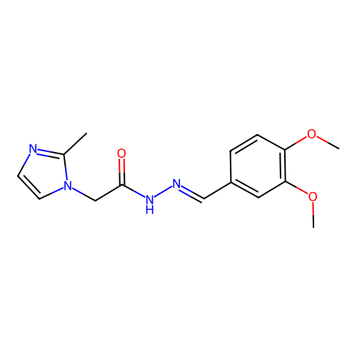 (E)-N'-(3,4-dimethoxybenzylidene)-2-(2-methyl-1H-imidazol-1-yl)acetohydrazide structure
