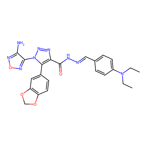 (E)-1-(4-amino-1,2,5-oxadiazol-3-yl)-5-(benzo[d][1,3]dioxol-5-yl)-N'-(4-(diethylamino)benzylidene)-1H-1,2,3-triazole-4-carbohydrazide structure