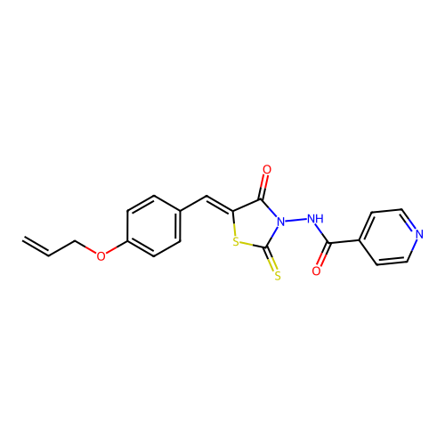 (Z)-N-(5-(4-(allyloxy)benzylidene)-4-oxo-2-thioxothiazolidin-3-yl)isonicotinamide structure