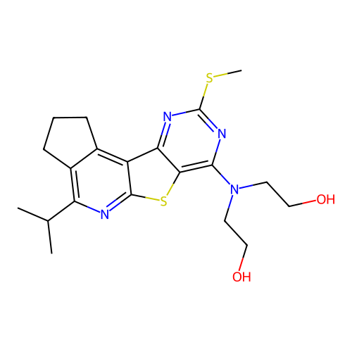 2,2'-((4-isopropyl-9-(methylthio)-2,3-dihydro-1H-cyclopenta[4',5']pyrido[3',2':4,5]thieno[3,2-d]pyrimidin-7-yl)azanediyl)diethanol structure